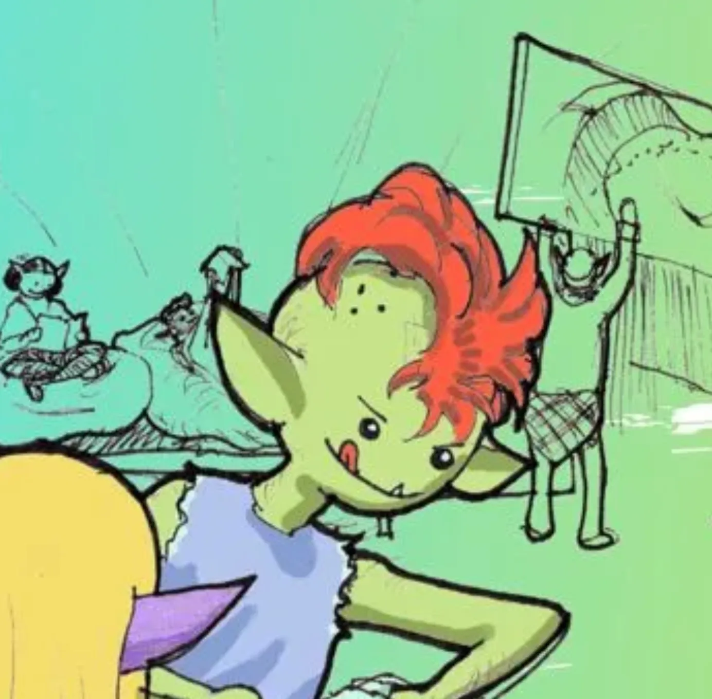 A drawing of a goblin